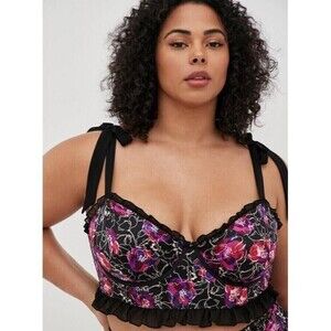 Torrid Curve Women's Longline‎ Bra Multicolor 4 Floral Ruffled Unlined Underwire